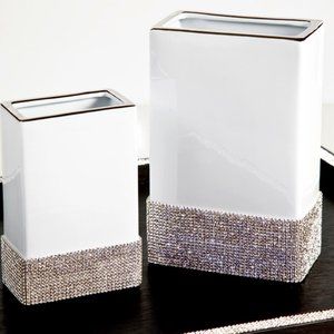 White Limoges Porcelain SWAROVSKI Crystal Vase 8" by Sophie Villepigue, Paris